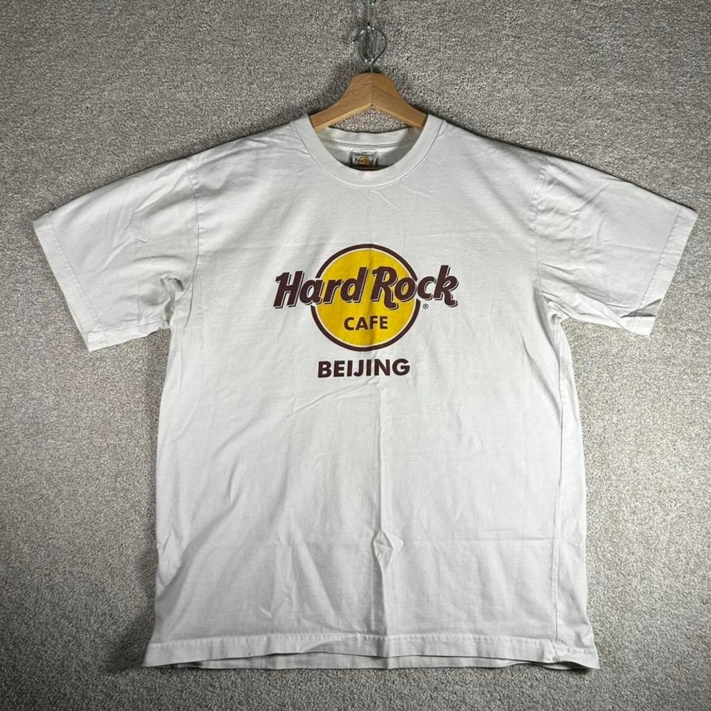 Vintage Hard Rock Cafe Beijing china white graphic tee shirt tshirt Size L